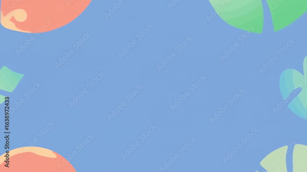 Poster Animated Tropical Leaves Frame: Vibrant Motion Graphics Background Loop