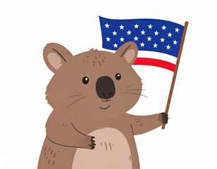 A cute cartoon wombat. Adorable animated marsupial comical burrowing mammal lovable illustration fauna.