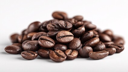 Fototapeta premium Roasted coffee beans isolated on white background