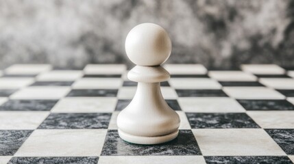 Isolated pawn on chessboard symbolizing strategy determination in business or life