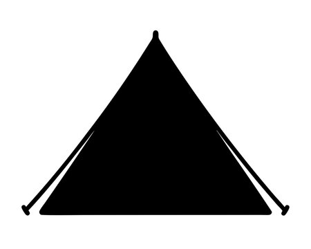 Black silhouette of tent or tepee shape with sticks for structure