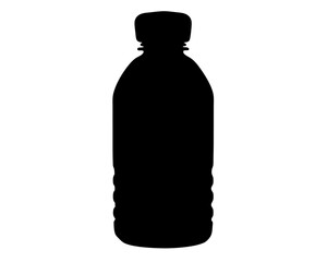 Silhouette of a plastic water bottle with cap, environmental concern concept