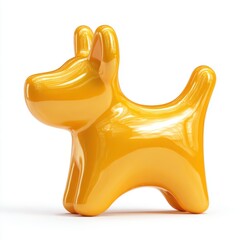Fototapeta premium Glossy Yellow Dog Figurine on White Background
