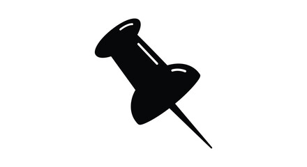 Black push pin icon for notice board or bulletin board illustration