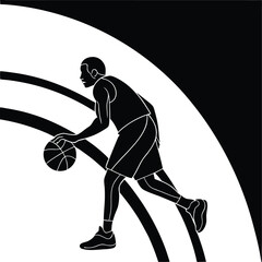 Black Basketball Jumping Man vector icon, Basketball vector silhouette
