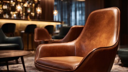 Obraz premium Sleek Modern Living Room with Leather Furniture