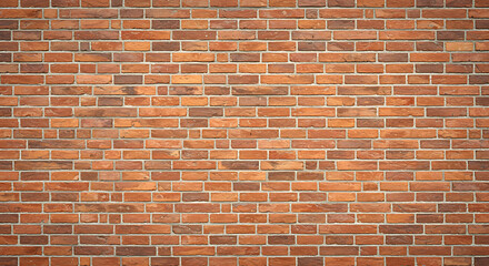 A detailed close up view of a weathered and textured red brick wall with visible mortar lines creating a classic architectural background