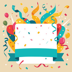 Celebration background template with confetti Colorful ribbons. luxury greeting rich card