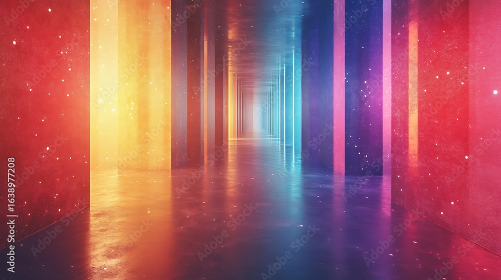 Aufkleber chromatic corridor: the corridor with stunning visual journey through a gradient spectrum of radiant