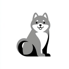 Obraz premium Gray and Black Dog Illustration on White Background