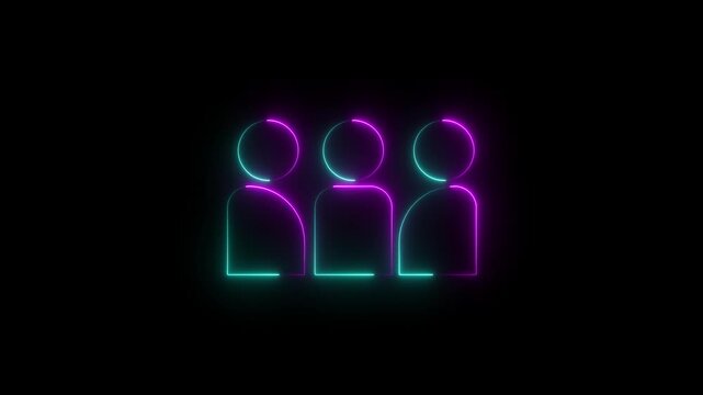 glowing neon a man icon animated. animation.Glowing neon family people icon animation with black background. Neon glowing man icon animated.Communication man man icon. Black background .4k