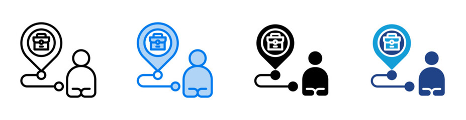 job position icon set multiple style collection