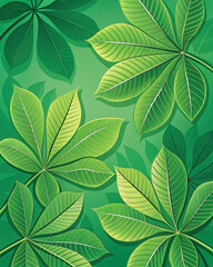 Fototapeta premium Green Leaves Pattern Background A Lush and Vibrant Botanical Design with a Tropical Feel and Fresh Look