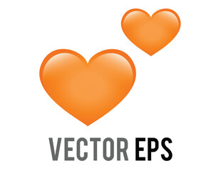 Two love orange glossy hearts icon, used for expressions of love is in air