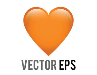 Vector classic love orange glossy heart icon, used for expressions of love passion and romance