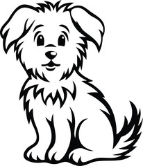Cute Fluffy Puppy Vector Art: Adorable Canine Illustration with Playful Design for Pet Lovers and Children's Themes.