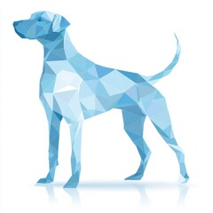 Obraz premium Light Blue Geometric Dog Illustration on White Background