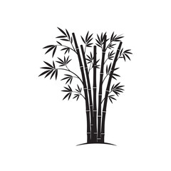 black silhouette vector of bamboo tree
