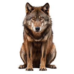 Fototapeta premium Gray wolf isolated on white background facing forward 