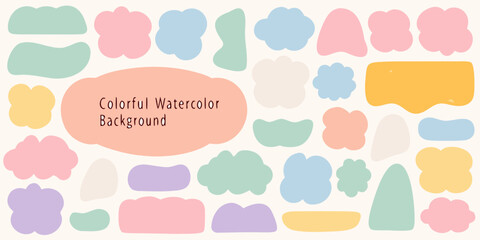 Abstract colorful organic shapes watercolor background