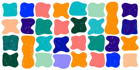 Abstract organic shapes in vibrant colors and textured patterns