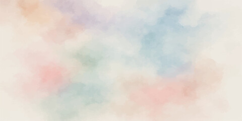 Abstract watercolor background of blue and white clouds in the sky, with a smoky, colorful texture and a hint of sunlit fog