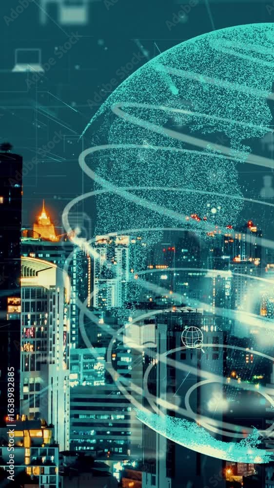 Poster global connection and the internet network alteration in smart city . concept of future wireless dig