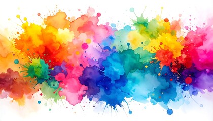 Vibrant watercolor explosion across white background