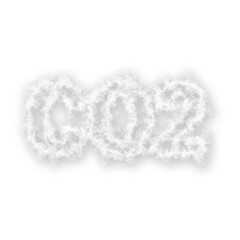Naklejka premium CO2 text made of white smoke on transparent background 