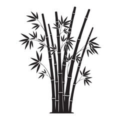 black silhouette vector of bamboo tree