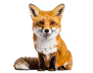 Obraz premium Red fox standing side view isolated on white background