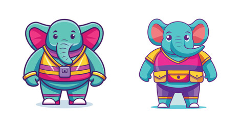 Obraz premium Stylish Elephant Wearing Colorful Fanny Pack Urban Fashion Vector Illustration Design