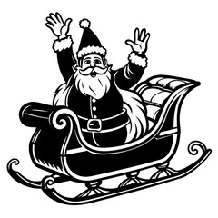 Santa claus is riding in a sleigh isolated on white background