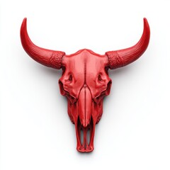 Fototapeta premium Vibrant Red Bull Skull on White Background