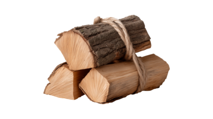 A bundle of firewood for a cozy hygge lifestyle and winter warmth