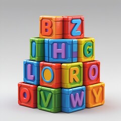 alphabet blocks on white background
