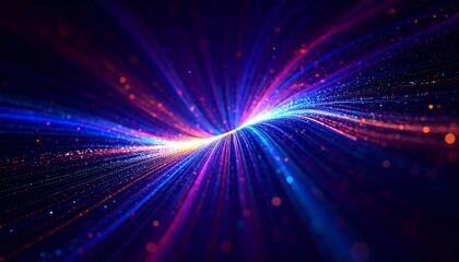 Abstract Vibrant Light Trails Swirling in Dark Space