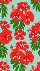 Tropical Hibiscus Floral Pattern