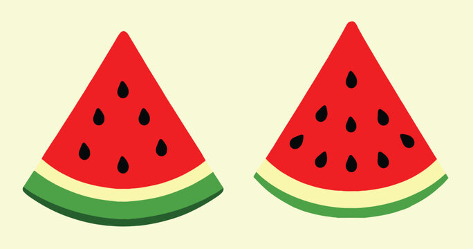 Fresh Watermelon Slices Vector Clipart Set