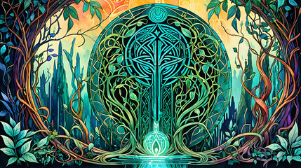 Ornate Tree Portal in Forest