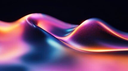 Smooth, colorful abstract waves with glowing pink, purple, blue, and orange gradients on a dark background, creating a fluid and dynamic visual effect