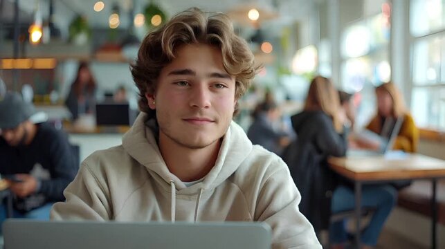 Student Working in a Cozy Coworking Space
