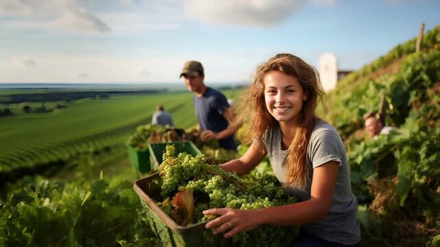 Joyful Harvest in the Vineyard