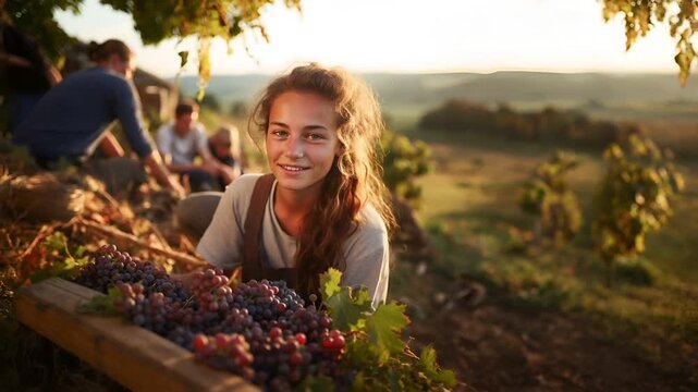 Joyful Harvest in the Vineyard