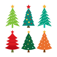 Obraz premium Vector New Year set with christmas trees