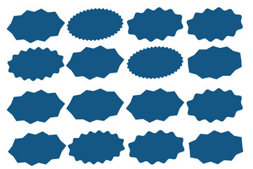 Starburst red sticker set - collection of special offer sale oval and round shaped sunburst labels and badges. Red starburst, sunburst, stamp, seal, label or burst, badge, sticker.