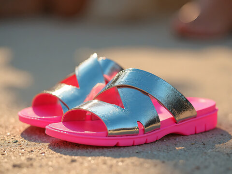 sandalias con un dise&ntilde;o contempor&aacute;neo y vibrante. Estas sandalias est&aacute;n dise&ntilde;adas para ser tanto elegantes como audaces, destac&aacute;ndose por sus tiras met&aacute;licas y colores fluorescentes que capturan la at