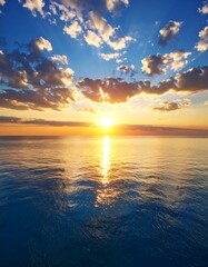 Stunning sunset over calm sea