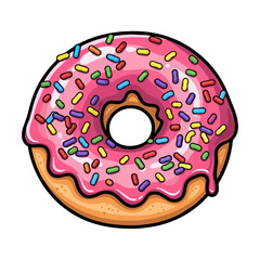 Delicious Pink Donut with Colorful Sprinkles and Sweet Glaze