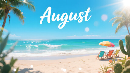 tropical beach with palm tree